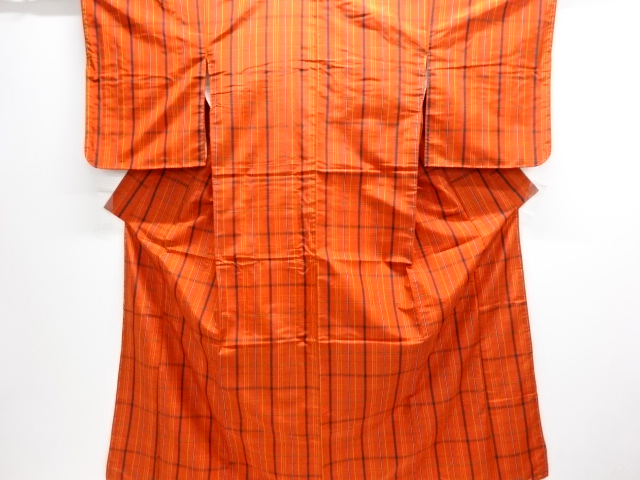 格子織り出し米沢紬着物アンサンブル